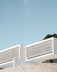 Architecture minimalism modern style design details building exterior concrete abstract background