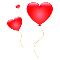 Love card with heart shaped balloon. Valentines day present. Copy space