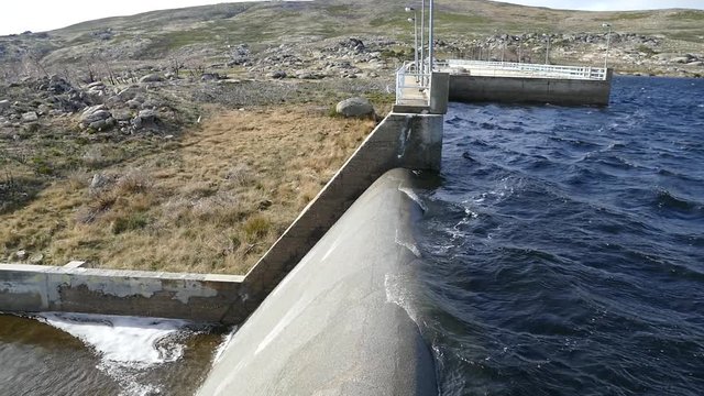 dam in porugal serra estrela in cold windy weather