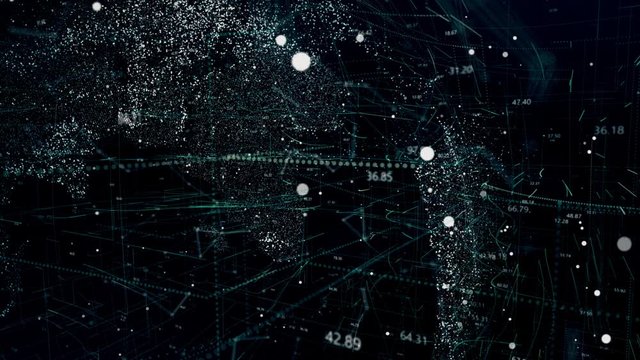 Blockchain text on digital earth, AI technology, Fintech, IoT, and advanced technology. Global communication network concept background and blockchain technology.