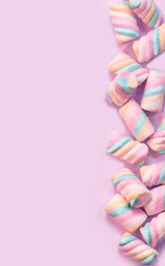 sugar candies pink background