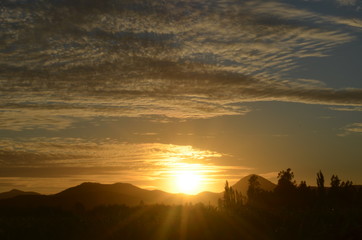 sunset in mountains