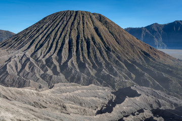 Beautiful view and texture of Mount Batok on Bromo. Mount Bromo is an active volcano and one of the most visited tourist attractions in East Java, Indonesia.