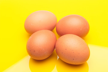 Chicken eggs, raw eggs freshly picked from the farm