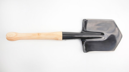 small shovel for tourism and earthworks on a white background