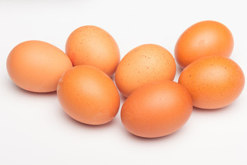 Chicken eggs, raw eggs freshly picked from the farm