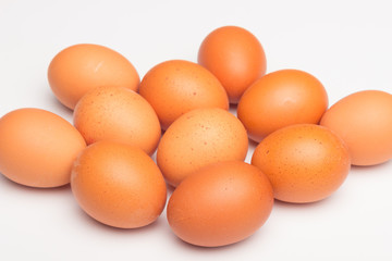 Chicken eggs, raw eggs freshly picked from the farm