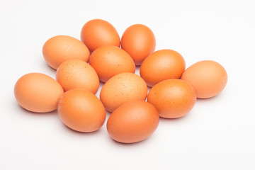 Chicken eggs, raw eggs freshly picked from the farm