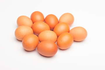 Chicken eggs, raw eggs freshly picked from the farm