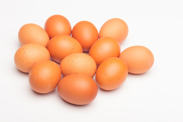 Chicken eggs, raw eggs freshly picked from the farm