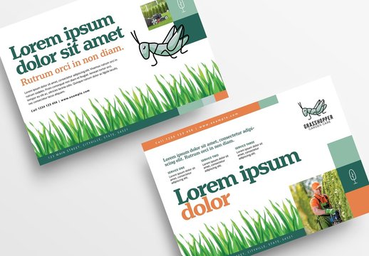 Gardening Service Flyer Layout with Grass Illustrations
