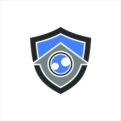 camera shield security logo design concept