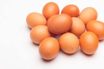 Chicken eggs, raw eggs freshly picked from the farm