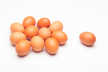 Chicken eggs, raw eggs freshly picked from the farm