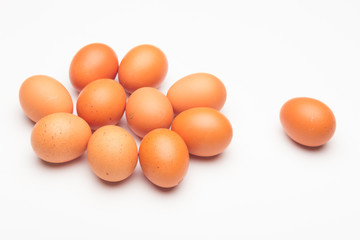 Chicken eggs, raw eggs freshly picked from the farm