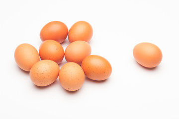 Chicken eggs, raw eggs freshly picked from the farm