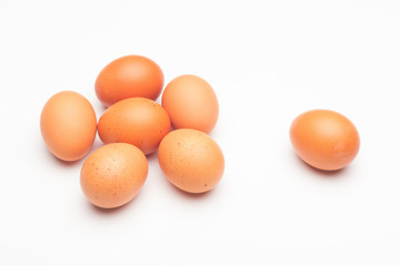 Chicken eggs, raw eggs freshly picked from the farm