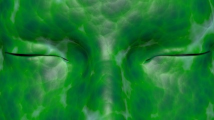 Alien extraterrestrial eyes . Green skin. 3d rendering , illustration