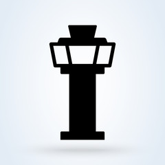 Control tower and terminal building airport, Simple vector modern icon design illustration.