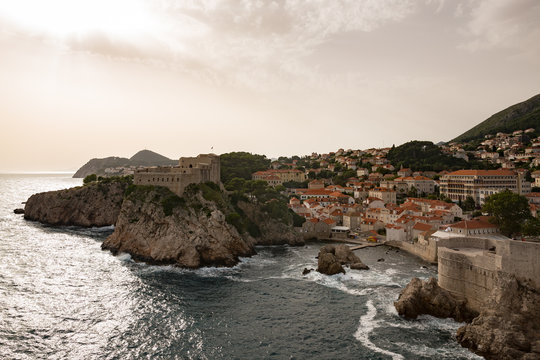 A view of Dubrovnik port while climbing the city walls.