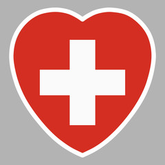 Switzerland Flag In Heart Shape Vector illustration Eps 10