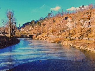 River landscape in winter