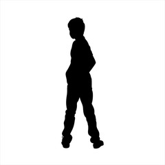 Young man standing, isolated vector silhouette