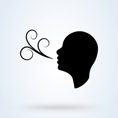 Having breath difficulties. Simple modern icon design illustration.