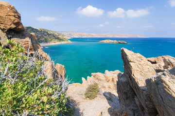 Aerial view on Vai palm beach in Crete island. Day foto.