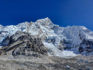 Lhotse mountain view. Everest base camp, a legendary place for all trekkers who explore Himalayas....