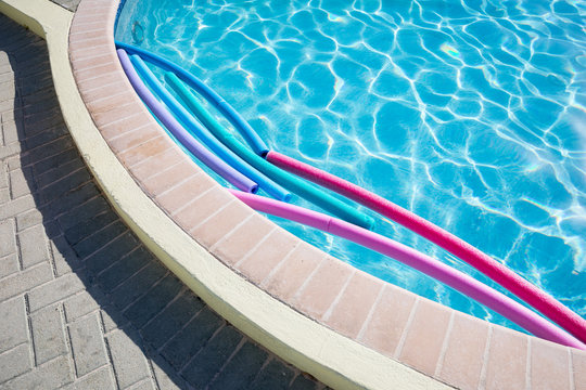 Floating tubes in a swimming pool
