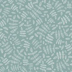Vector green and white leafs texture background seamless pattern print