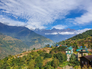 Nuntala village. Everest base camp trek: way from Kharikhola to Taksindu. Himalayas, Solokhumbu, Nepal.