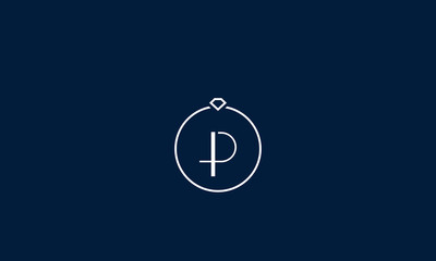 Alphabet letters monogram icon logo P in a diamond ring 