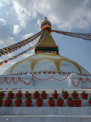 Kathmandu, Nepal - November 2019: Boudhanath Stupa, the largest stupa in Kathmandu, Nepal