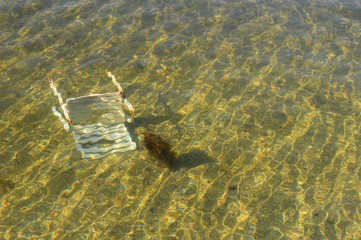 plastic chair in the sea