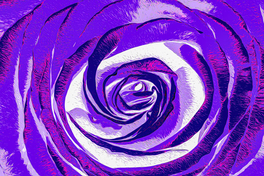 closeup of purple rose background. Crayon or oil paint stylization