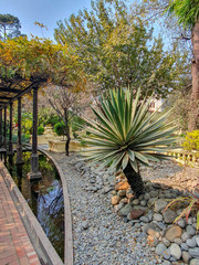 Kathmandu, Nepal - Noember 2019: Garden of Dreams, beautiful green oasis in the heart of the city.