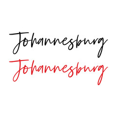 Johannesburg city calligraphy vector quote