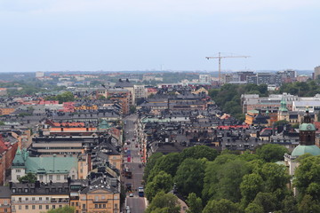 Naklejka premium View from top if city hall in Stockholm in sweden on holiday. Travelling with cruise ship in summer.
