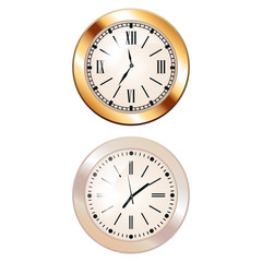 Clocks. Realistic golden and pink timer.