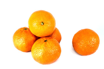 Orange mandarins isolated on white background