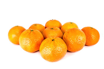 Orange mandarins isolated on white background