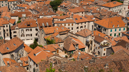 Fototapeta na wymiar View of the roofs of an old European city.
