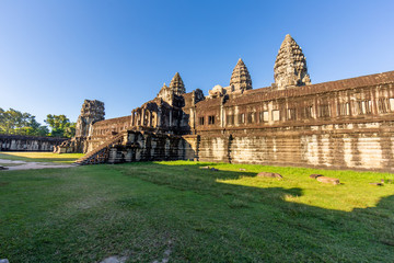 Fototapeta na wymiar Mystical and famous ruins of Anchor Wat in Cambodia with no people in summer