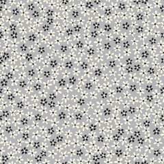 Ditsy Allover Graphic Daisies Blooms on Grey Background Vector Seamless Pattern