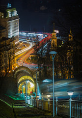 Fototapeta na wymiar Kiev funicular at night
