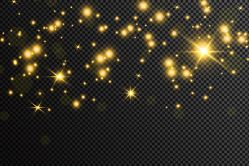 Fototapeta premium Golden particles. Glowing yellow bokeh circles abstract gold luxury background