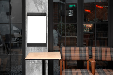 Blank menu board in the cafe