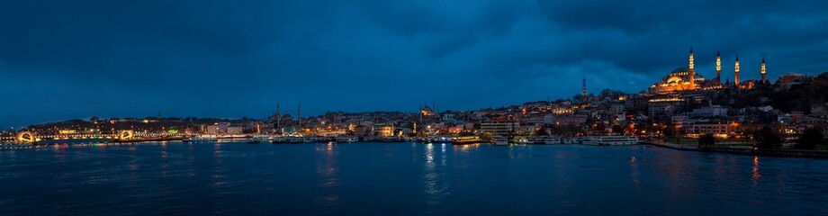 Istanbul Golden Horn Panorama view during twilight